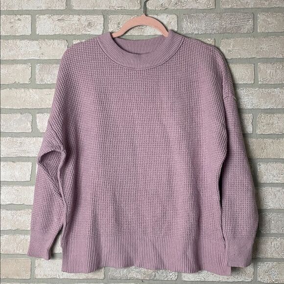 aerie Tops - Aerie Light Pink Waffle Knit Long Sleeve Top Oversized XS